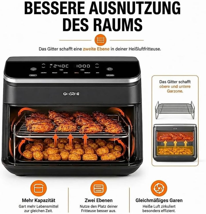 Gitter für Heissluftfritteuse kompatibel mit Ninja Foodi Flexdrawer Dual Air Fryer 10,4L/COSORI Dual