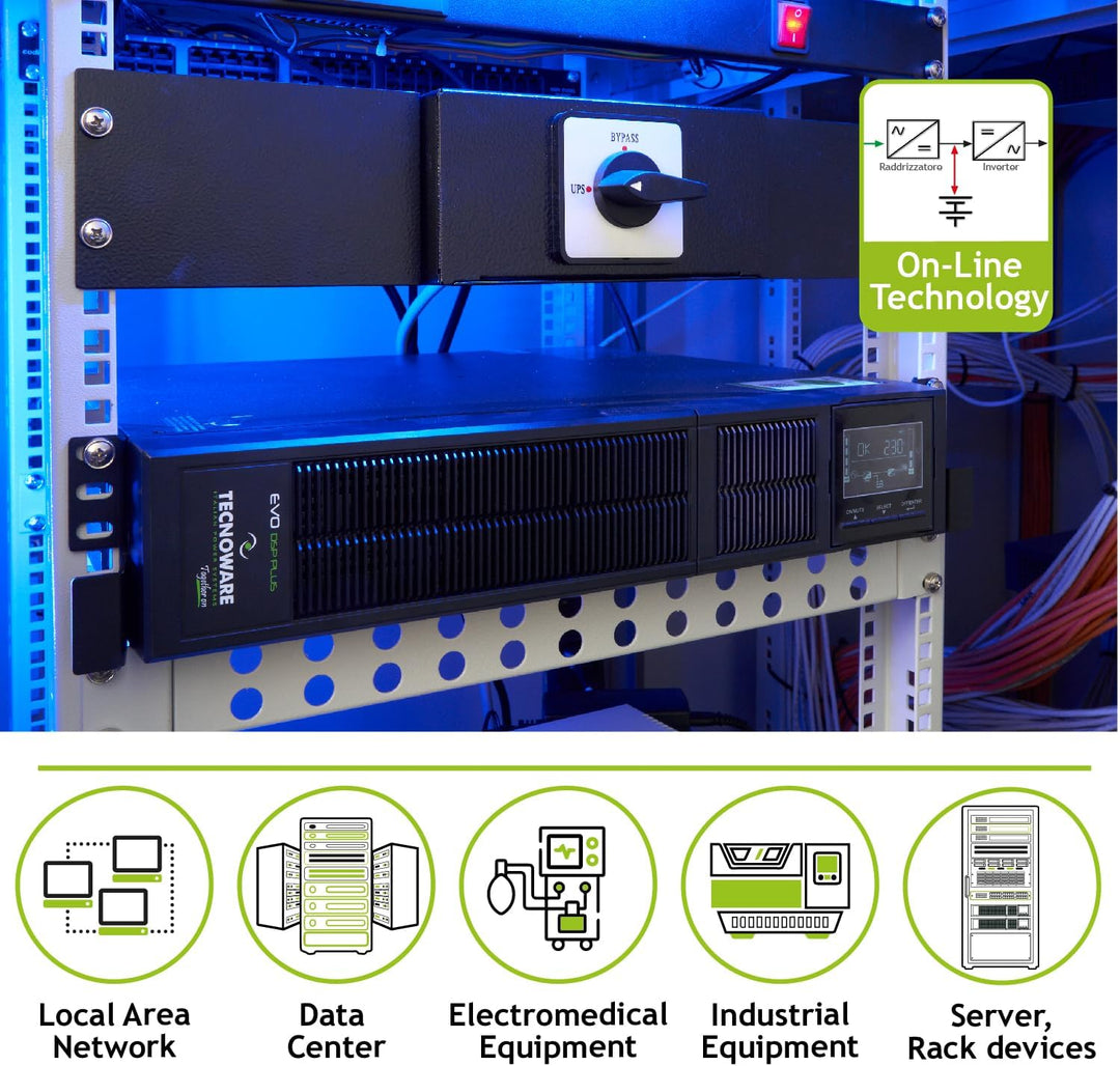Tecnoware USV EVO DSP PLUS 1200 Unterbrechungsfreie Stromversorgung - Online-Technologie, Installati