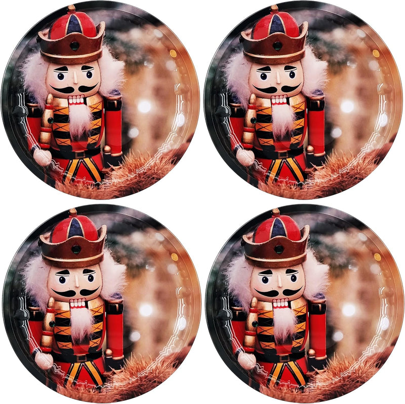 My-goodbuy24 Weihnachtsteller aus Metall - 4 Stück - Weihnachts- oder Nikolaus-Teller mit verschiede