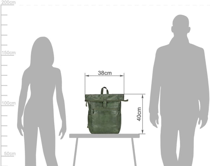 Bear-Design Rucksack Leder Damen Herren Rolltop Daypack Kurierrucksack Tagesrucksack Trekkingrucksac