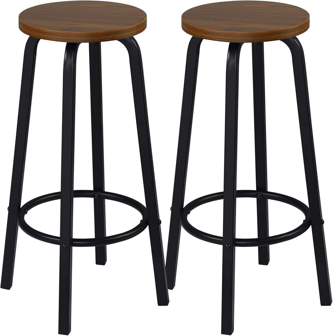 WOLTU Barhocker 2X Bistrohocker Tresenhocker Barstuhl aus MDF und Metall runde Sitzfläche Dunkelbuch