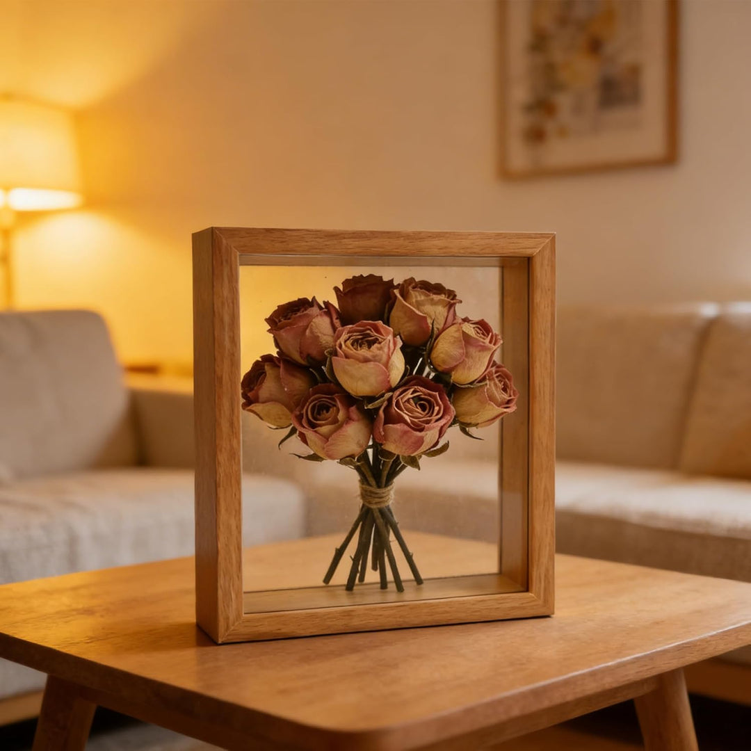 Acryl Schattenbox Rahmen Transparenter 3D Holz Bilderrahmen Befüllen Blumensträusse Fotos Medaillen