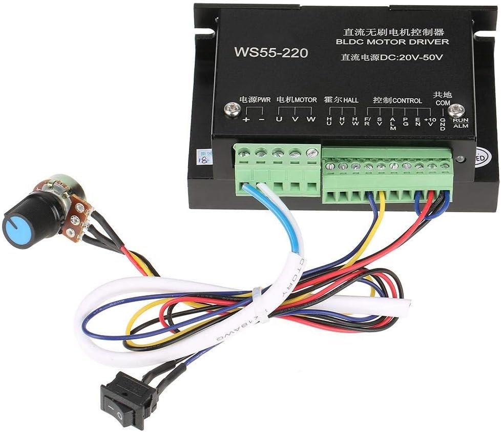 Bewinner Motortreiber Controller mit Kabel, WS55-220 Hochleistungs BLDC Motor Controller mit 3 Phase