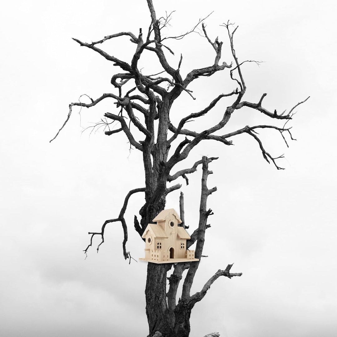 DOITOOL Holz Vogelhaus Nistkasten für Kleine Vögel mit Natürlichem Filigranem Nest Wetterfestes Gart