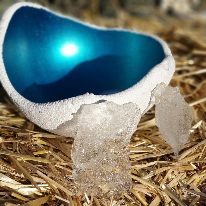 Lichtschale petrol - M (20cm) - Beton weiss - Unikat handmade - Windlicht - Geburtstagsgeschenk - De