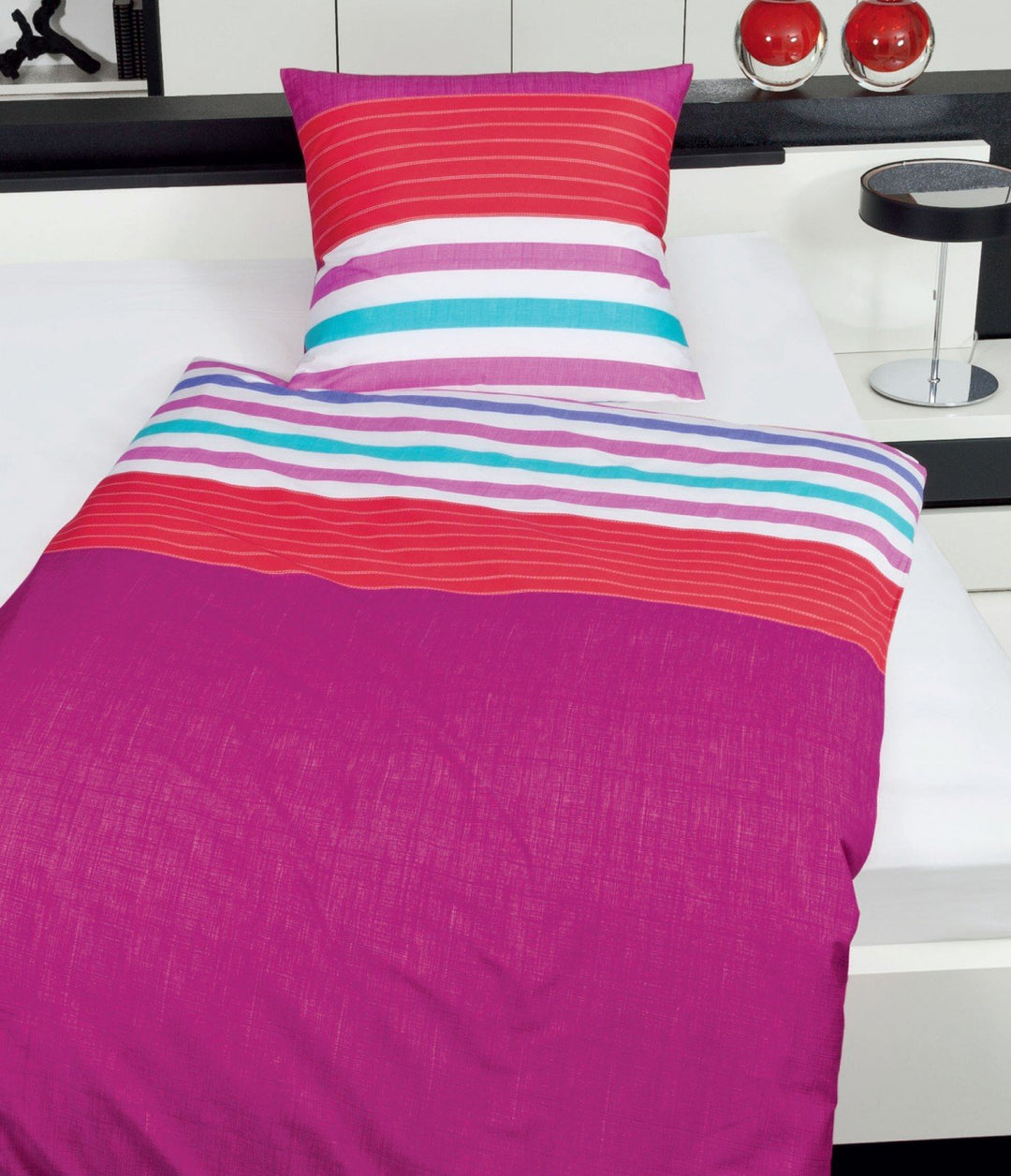 Janine Mako-Satin Bettwäsche J.D. by Janine 8444-01 Fuchsia-rot 155 x 220 cm 155 cm x 220 cm, 155 cm