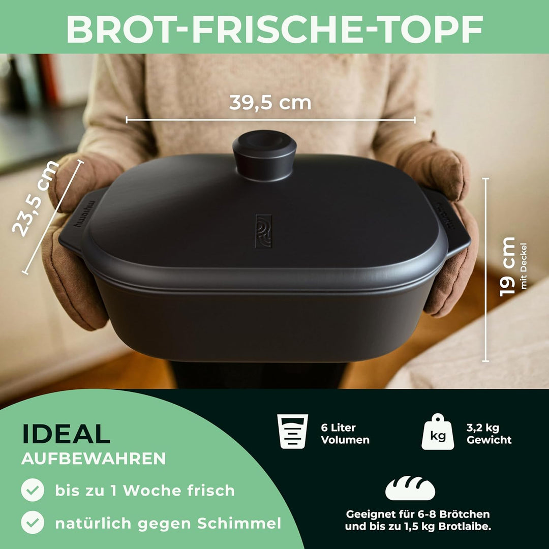 Brot-Frische-Topf – moderner Brottopf & Brotkasten aus Keramik Natur-Ton - atmungsaktiv & gegen Schi