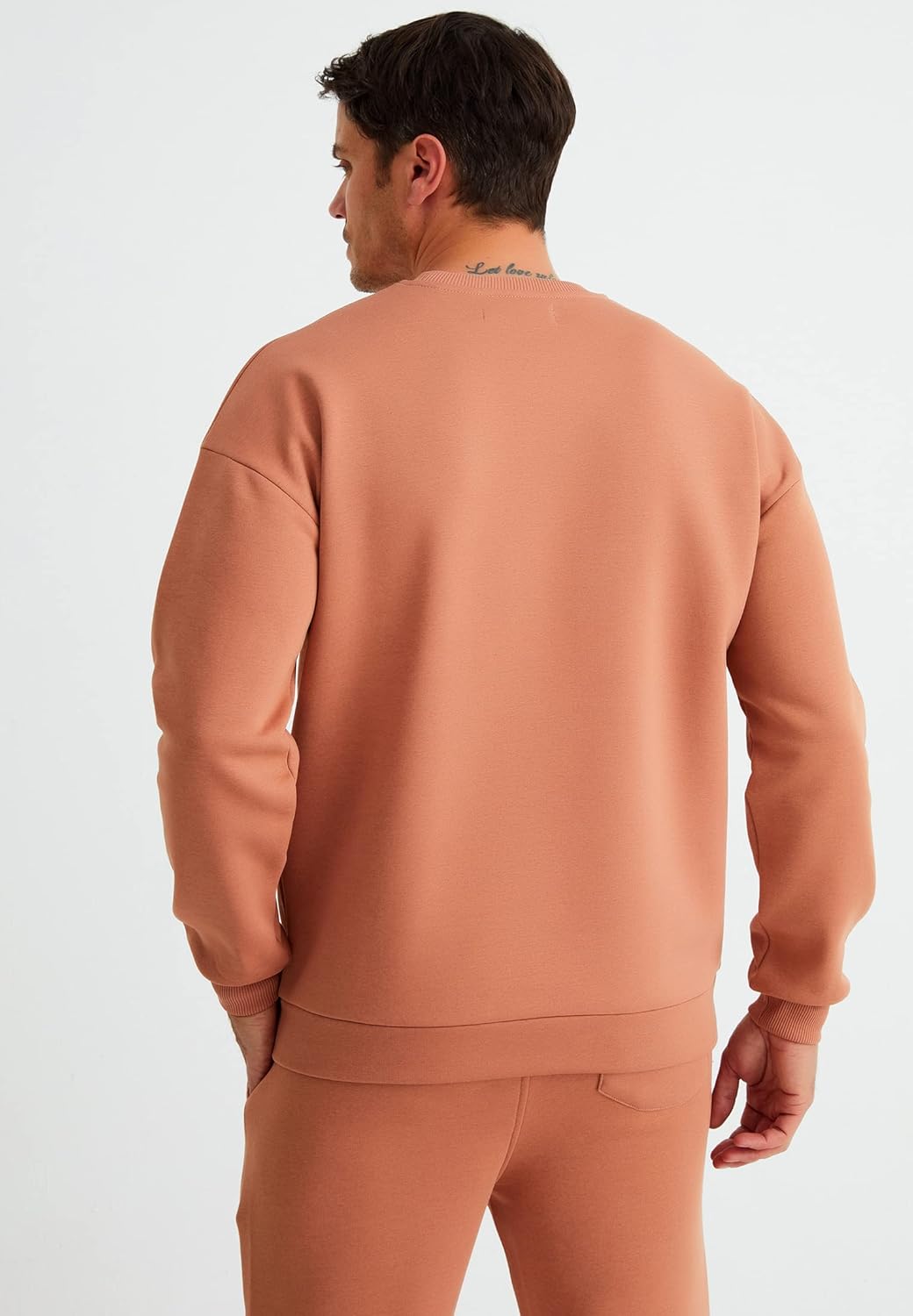 Leif Nelson oversize Pullover Baumwolle mit Rundhalskragen schwarzer Männer Pulli Sweatshirt Langarm