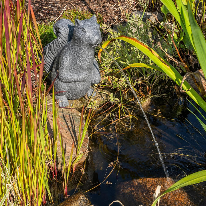 Esotec Solar Wasserspeier-Set Eichhörnchen, inklusive Teichpumpen-Set, Solarmodul, Polyresin, 1,5m S