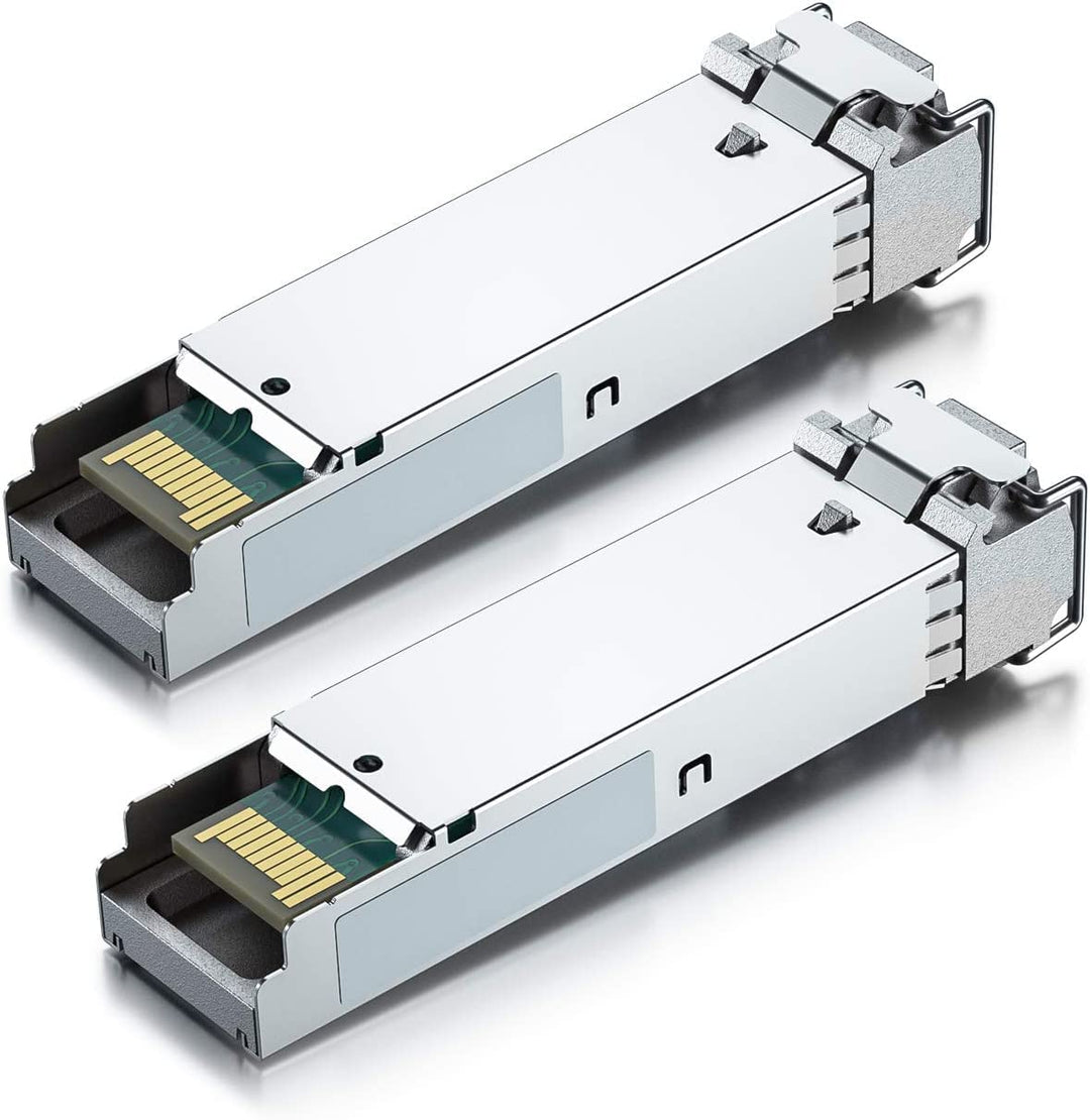 a Pair of 1.25G SFP Bidi Transceiver 1000Base-BIDI, 1550nm/1310nm SMF, up to 2~3 km, for Cisco, Ubiq