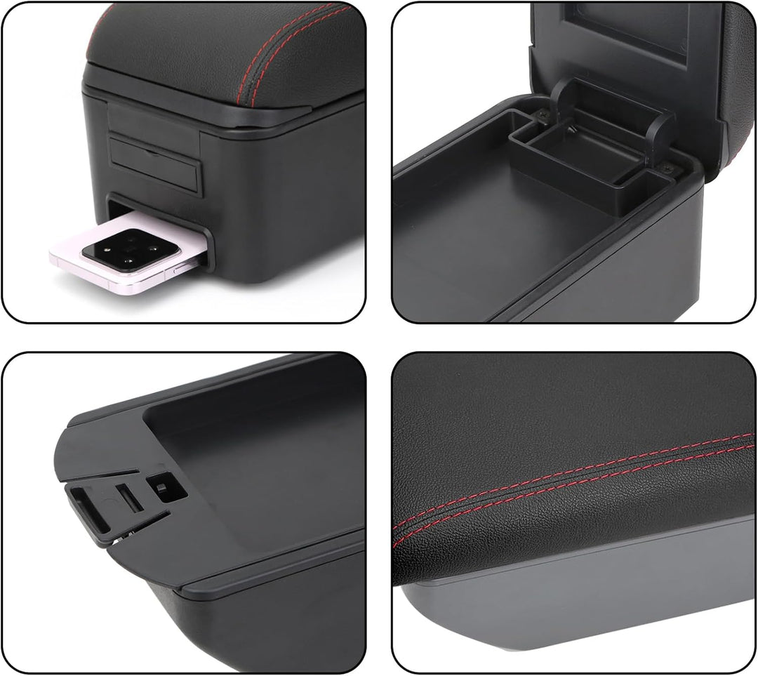 YJYWZH Compatible with SEAT Ibiza 6F Armlehnen 2017-2024 Mk5 Auto Mittelkonsole Aufbewahrungsbox Arm