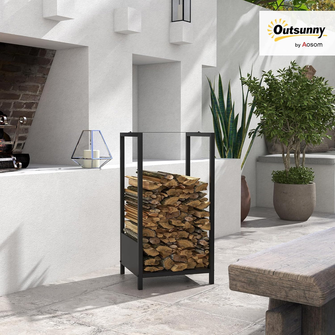 Outsunny Kaminholzregal Brennholzregal Feuerholzregal Kaminholzlager, Stapelhilfe für Brennholz Kami