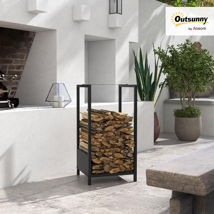 Outsunny Kaminholzregal Brennholzregal Feuerholzregal Kaminholzlager, Stapelhilfe für Brennholz Kami