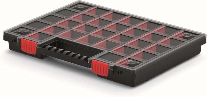 Doppelseitig Sortimentskasten 399 x 303 x 100 mm - 2 Seitig Sortierkasten mit 64 Verstellbare Fächer