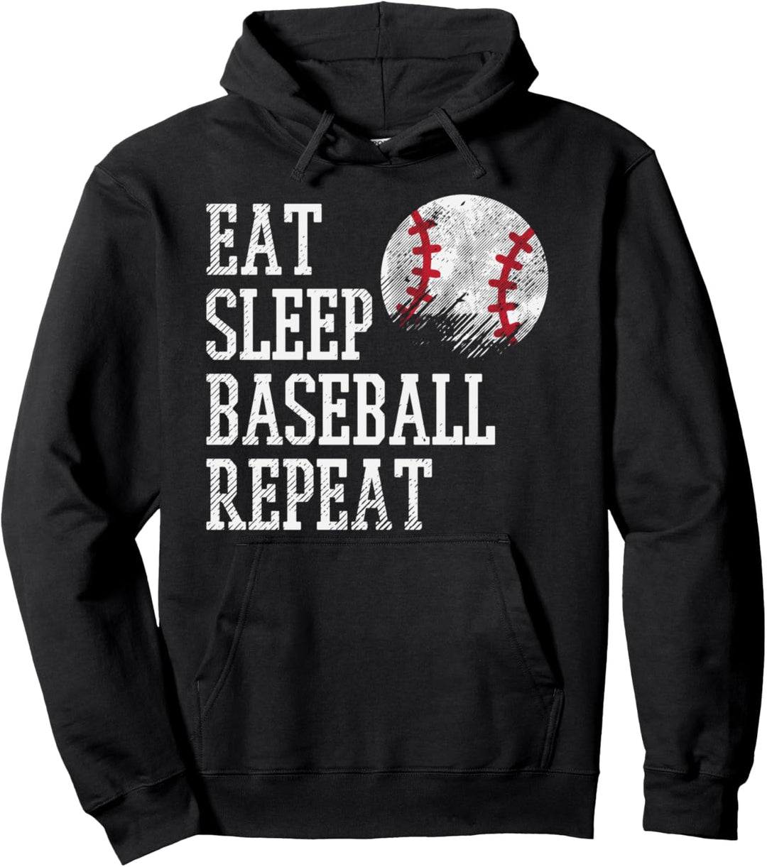 Eat Sleep Baseball Repeat Funny Coach Team Player Men Women Pullover Hoodie