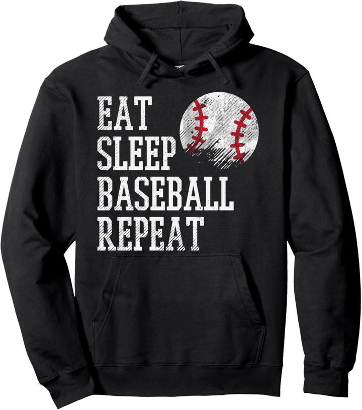 Eat Sleep Baseball Repeat Funny Coach Team Player Men Women Pullover Hoodie