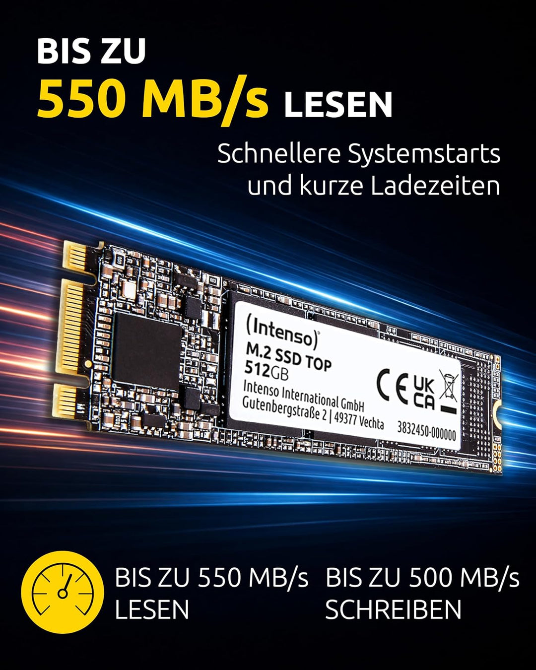 Intenso Interne M.2 SSD SATA III Top, 1 TB, 550MB/Sekunde 1TB M.2, 1TB M.2