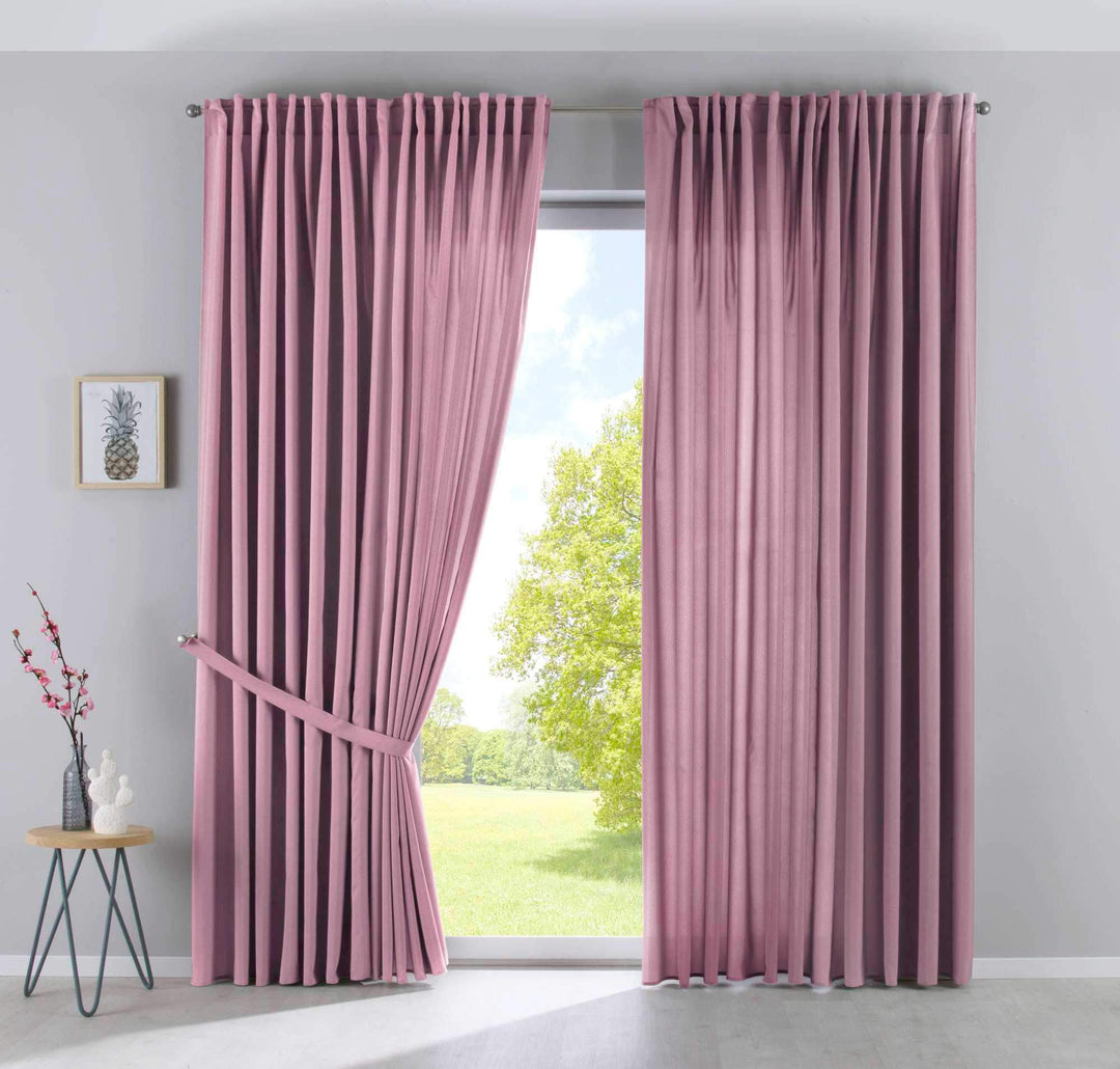 2er Set Vorhänge Verdeckte Schlaufen Cationic »JENA« HxB 250x300 cm Altrosa Blickdicht Leinen Optik