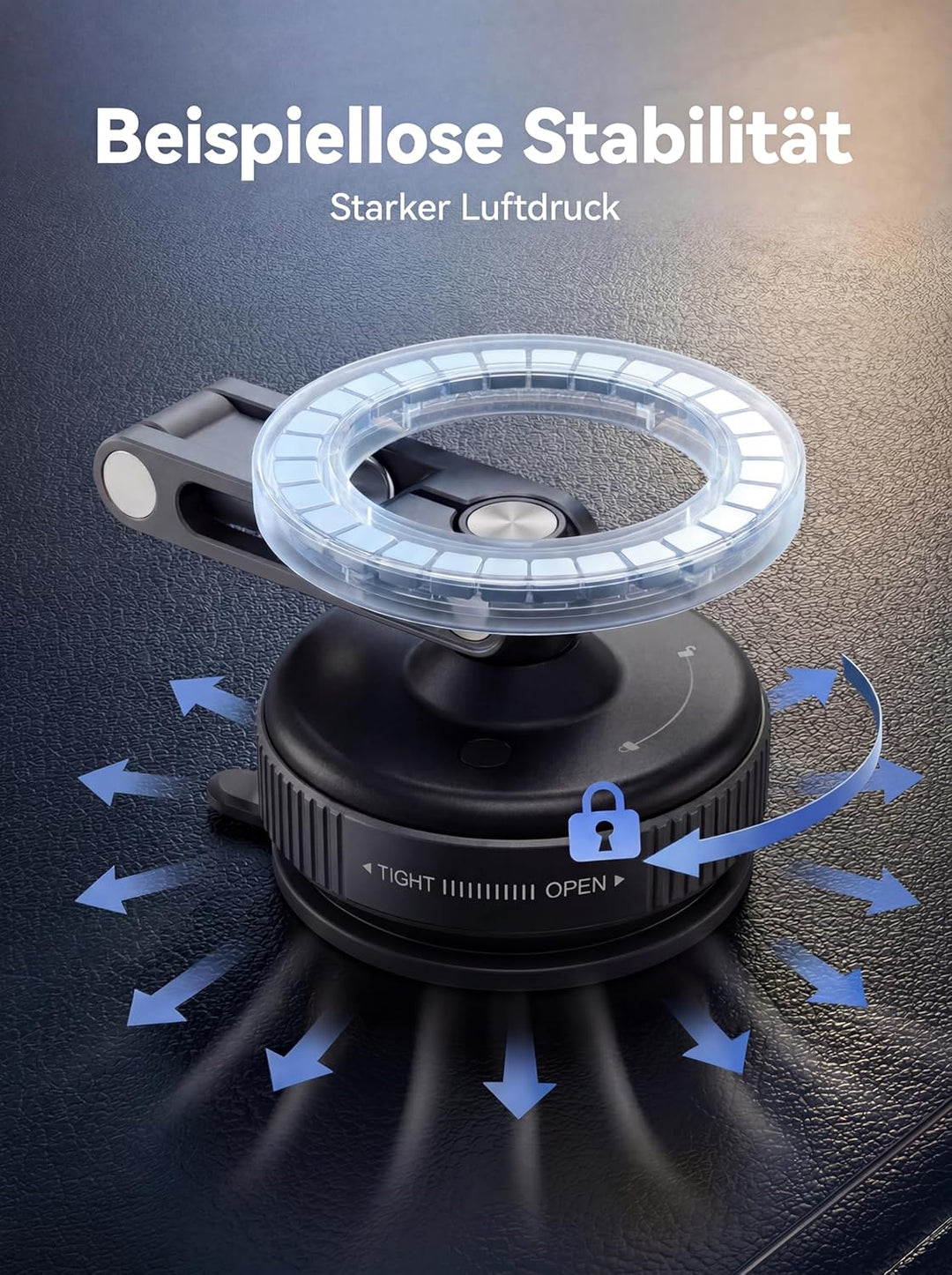 Upgraded Magnet-Halterung mit Saugnapf - 360° drehbar, 96LBS Ultra-Saugkraft für Auto/Fitnessstudio/