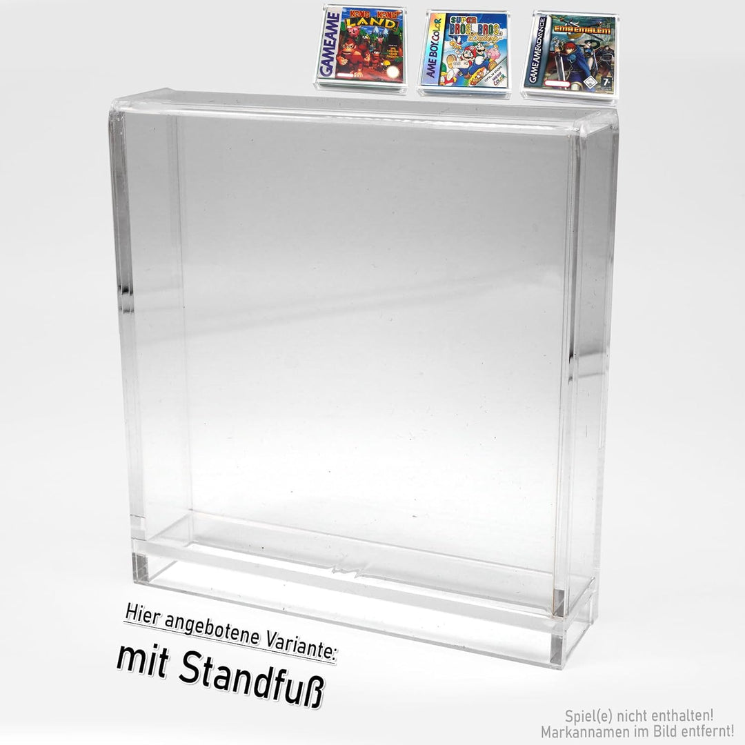 RetroRetter Acryl Case - mit Standfuss - für GameBoy Classic Color Advance Spiele OVP - DMG GBC GBA
