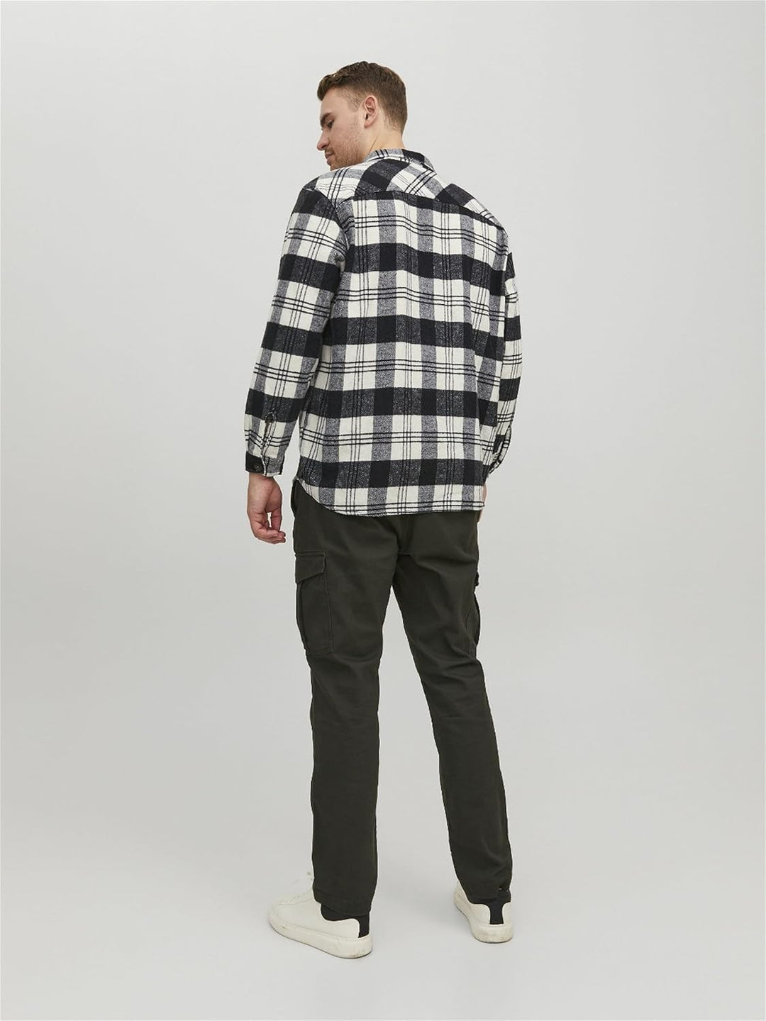 JACK & JONES Herren Jorollie Check Overshirt Ls Pls T-Shirt 3XL Navy Blazer, 3XL Navy Blazer