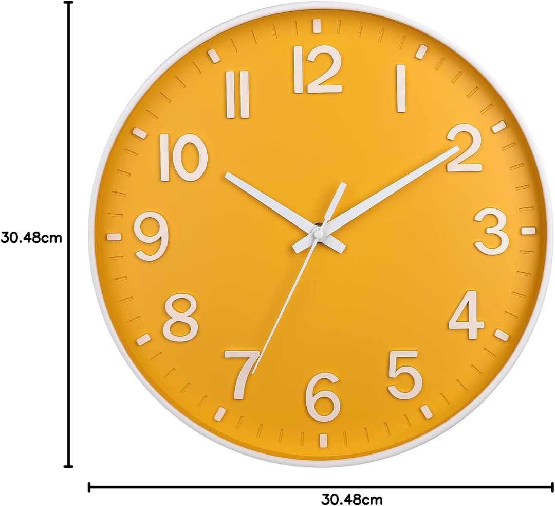 HZDHCLH 30cm Lautlos Wanduhr Schleichende Sekunde mit Arabisch Ziffer ohne Ticken für Dekoration Woh