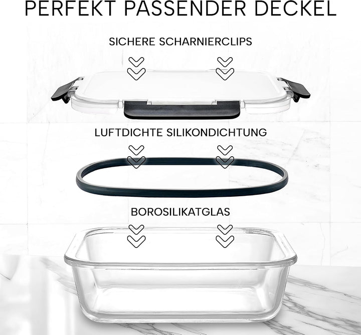 Zulay 12er-Set Glas-Frischhaltedosen für Meal Prep, Tupperdosen Set aus Glas mit luftdichten Deckeln
