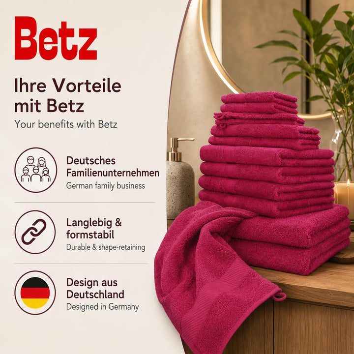 Betz 12-TLG. Handtuch-Set Palermo 100% Baumwolle 2 Liegetücher 4 Handtücher 2 Gästetücher 2 Seiftüch