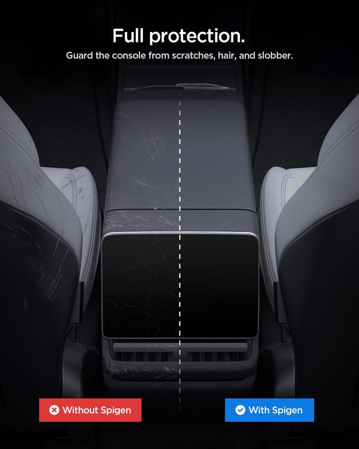 Spigen Tesla Model Y/3/X/S Hundegitter Auto, Tierbarriere mit Hartgitter & Haken für Rücksitz-Trenne