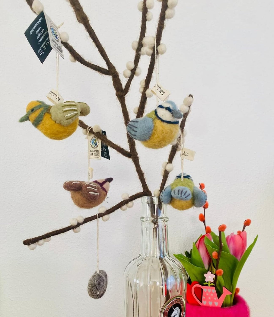 Én Gry &amp; Sif kleine Vögel - Anhänger aus Filz - Frühlings-Deko (3 Stück) (Blaumeisen), Blaumeisen