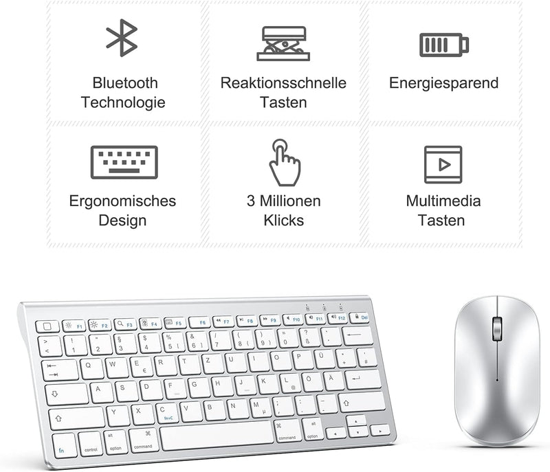 OMOTON Bluetooth Tastatur Maus Set für iPad Pro 12.9/11, iPad 10.2, iPad 2020/2019, iPad 8/7/6/5, iP