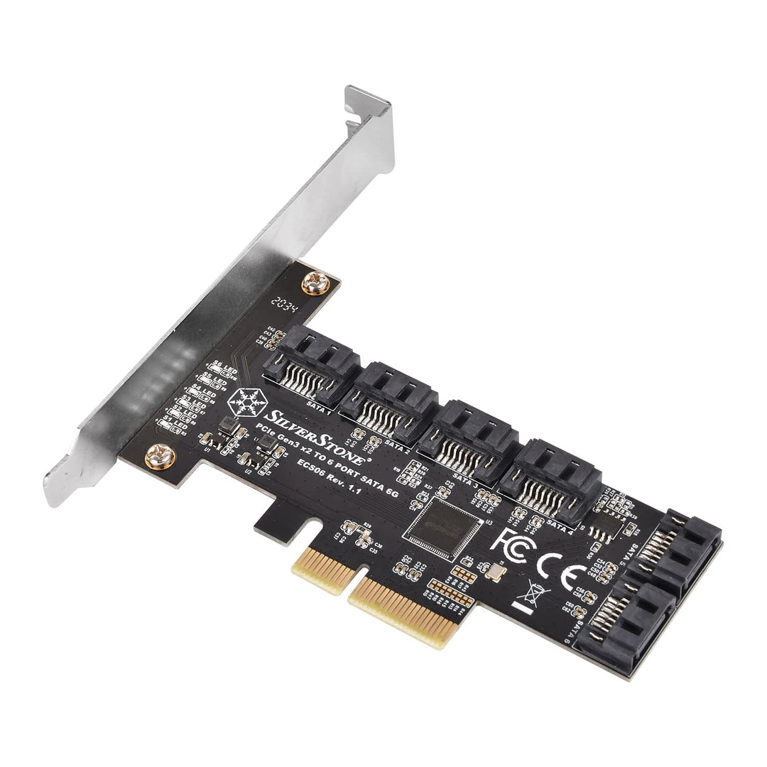SilverStone Technology ECS06, 6-Port-SATA-Gen3- (6 Gbps) Non-RAID-PCI-Express-Gen3-x2-Karte, SST-ECS