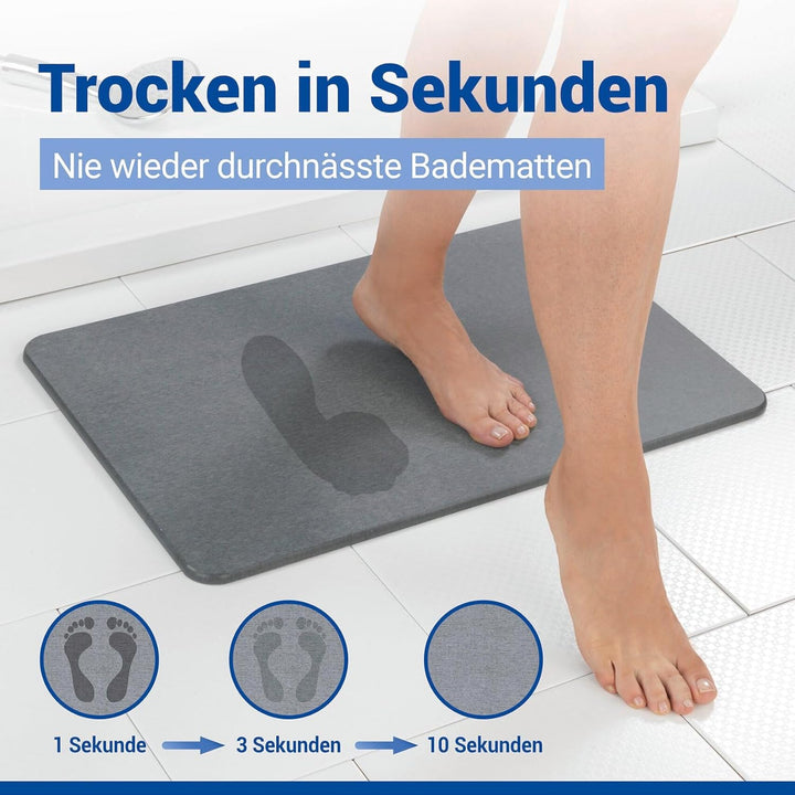 WENKO Badezimmervorlage Mod. Simi aus Kieselgur, hygienische Saunamatte rutschfest, natürlich und la