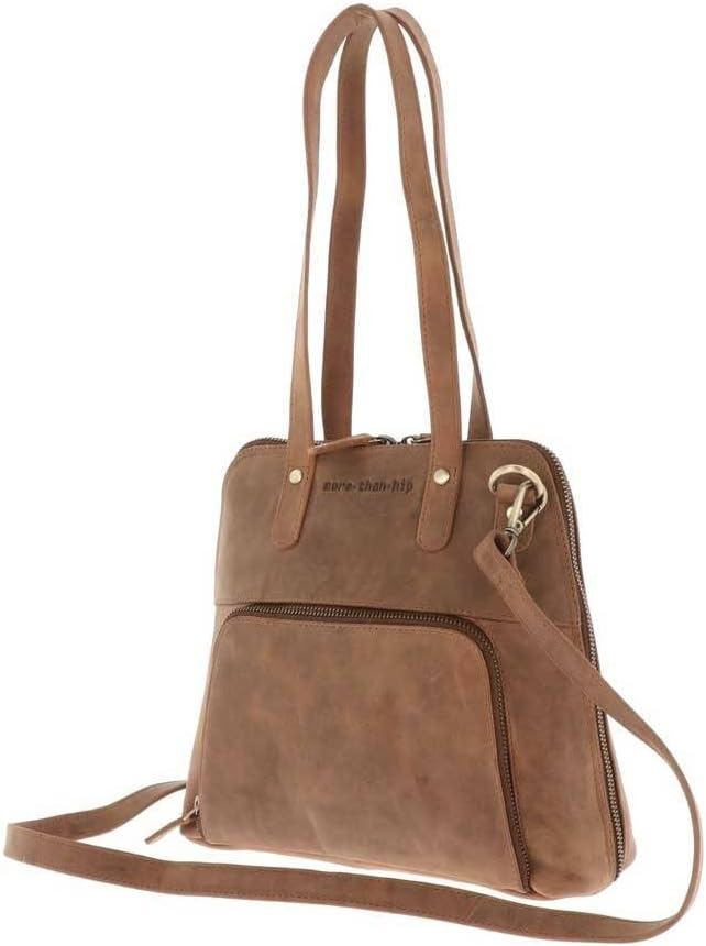 More Than Hip Poppy Handtasche Damen - Retro Tasche aus Öko Leder Schultertasche Umhängetasche Arbei