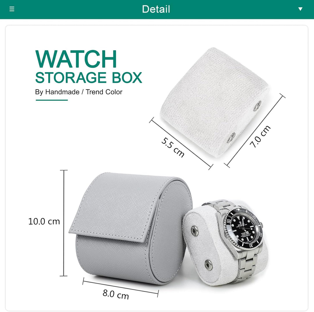 Hiram Uhrenkoffer aus Echtem Leder für 1 Uhr, Echtes Handgefertigtes Saffiano-Leder, Reiseuhr, Tragb