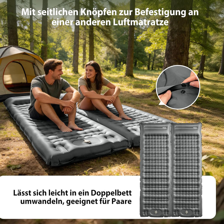 HiiPeak Ultraleichte Isomatte aufblasend - Luftmatratze Camping mit integrierter Fusspumpe & Kissen,
