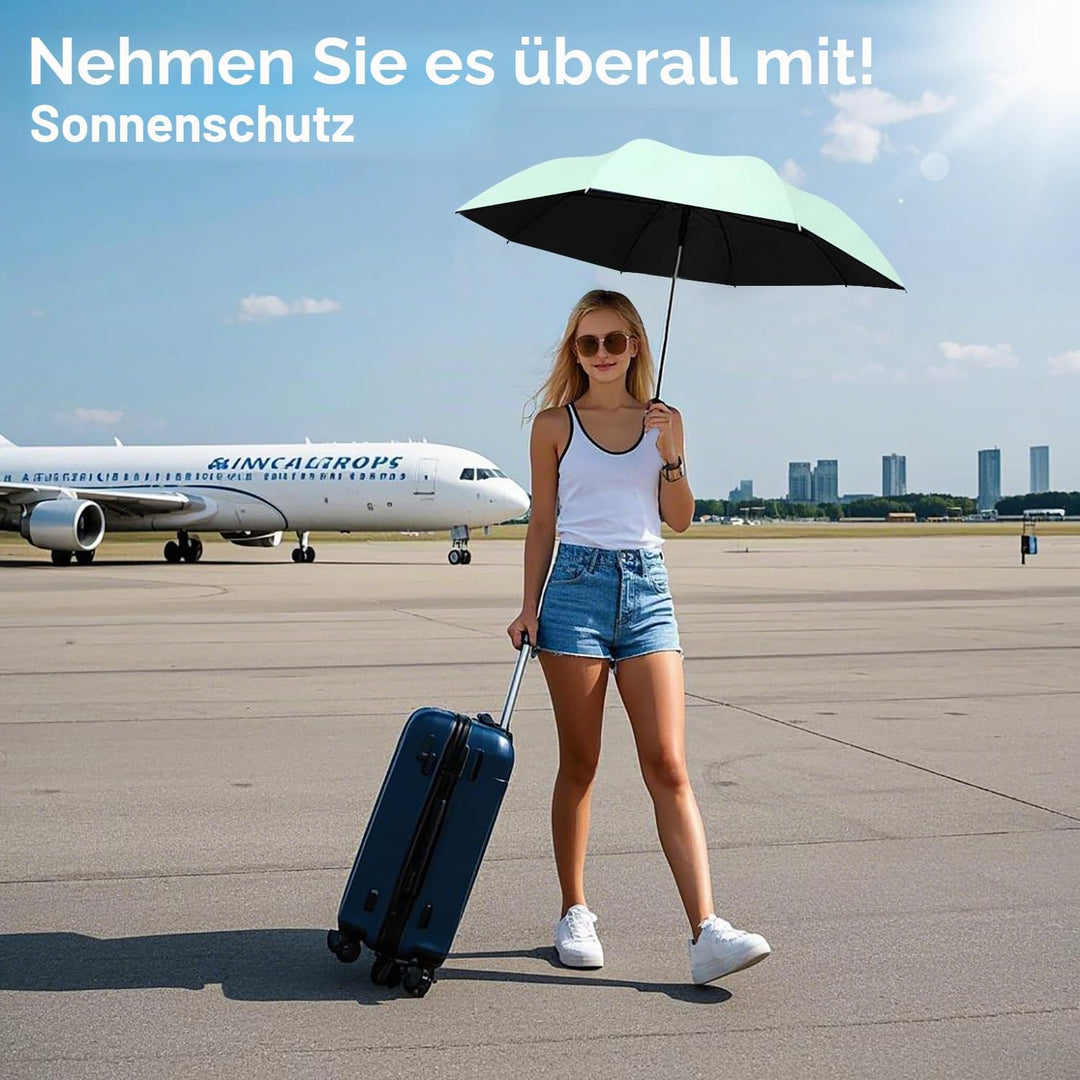 BAODINI Reise-Mini-Regenschirm für Geldbörse mit Etui – kleiner kompakter UV-Regenschirm, Sonnenschu