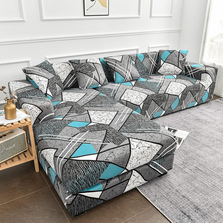 ShowyLive Sofa Überzug Couch Überzug 2er Set für Ecksofa L-Form Sofabezug 3 Sitzer+3 Sitzer, mit 4 S