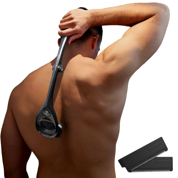 BakBlade 2.0 Carbon Faser Effekt - Rückenrasierer für Männer (DIY) Rückenrasierer, ergonomischer Gri