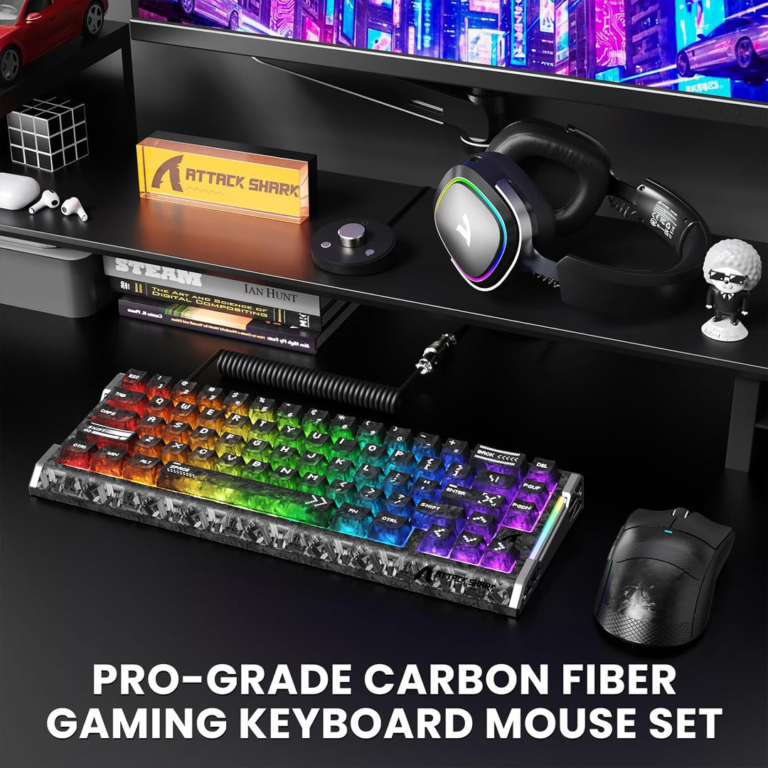ATTACK SHARK R68 HE – kabelgebundene Gaming-Tastatur aus Carbonfaser mit Magnetanschluss, X11 Ultra