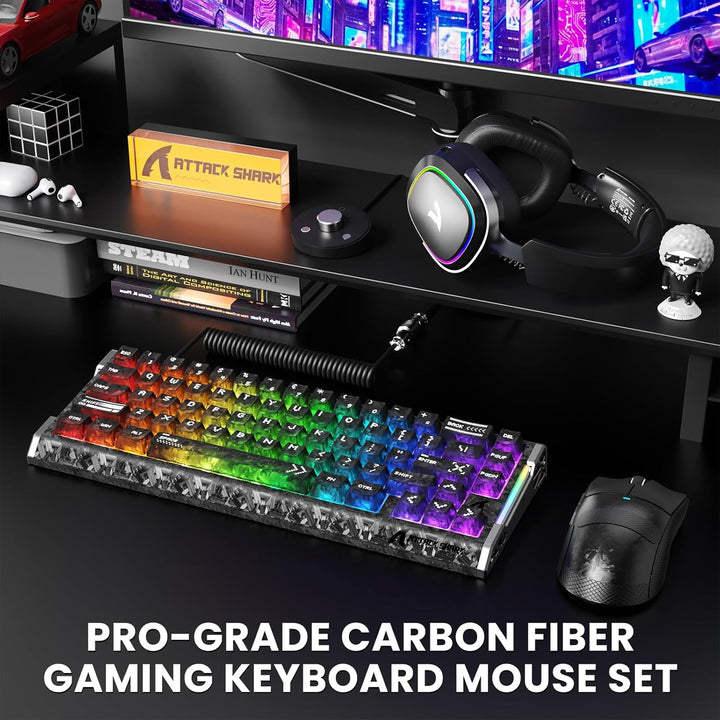 ATTACK SHARK R68 HE – kabelgebundene Gaming-Tastatur aus Carbonfaser mit Magnetanschluss, X11 Ultra
