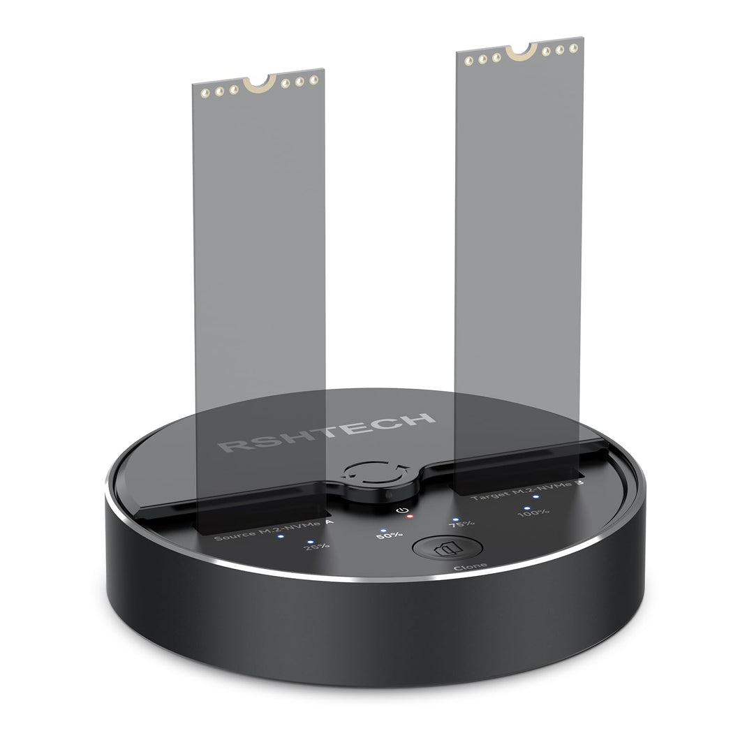 RSHTECH Dual Bay M.2 Nvme Clone Docking Station - M.2 SSD External Dock - Dockingstation Unterstützt
