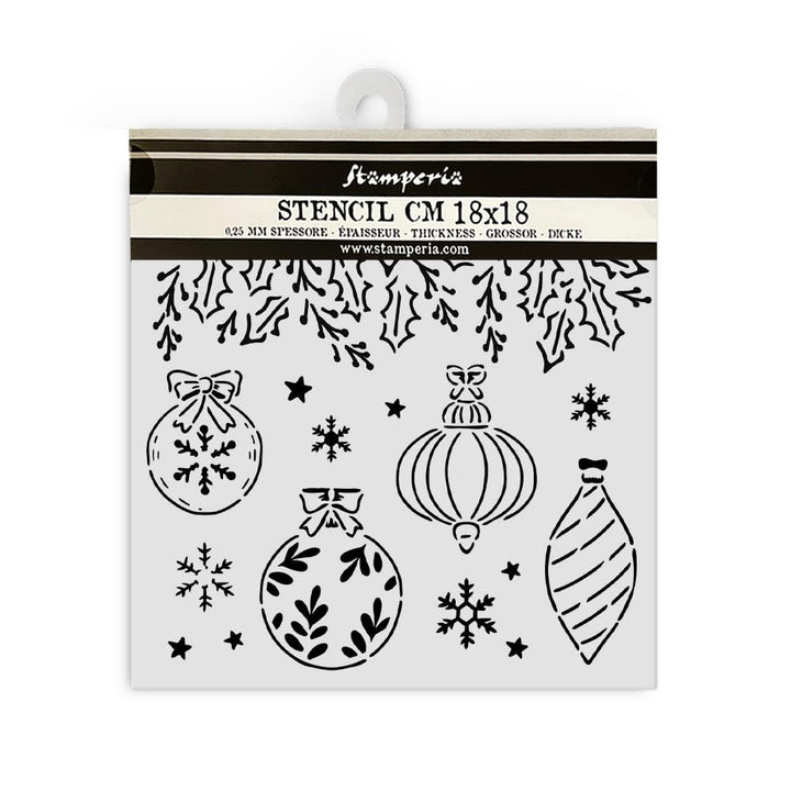 Stamperia - Thick Stencils for Scrapbooks, Albums, Cards, Bullet Journals, and More, Christmas Balls