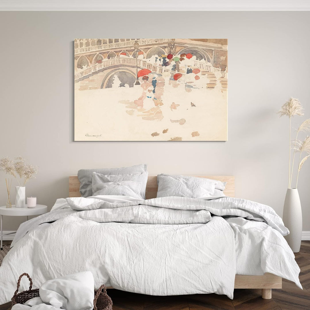 Leinwand (100x70cm): Maurice Brazil Prendergast - Regenschirme im Regen, Venedi 100x70 cm, 100x70 cm