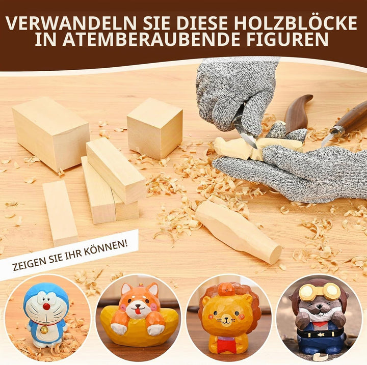 Schnitzholz Linde, 22er Pack Holzblöcke, 3 Grössen Lindenholz zum Schnitzen, Lindenholz-Schnitzblöck