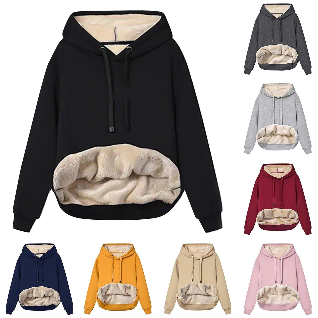EMATOP Hoodie Damen Fleece Gefütterte Sweatshirt Winter Warm Pullover mit Kapuze Fleecepullover Kusc
