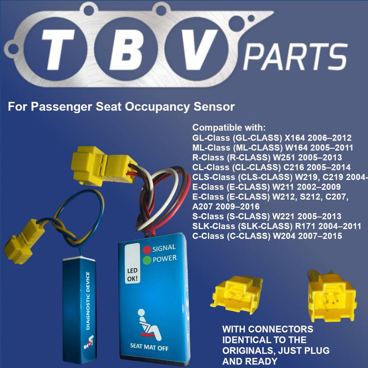 TBVPARTS Emulator Sensor Beruf Sitzmatte SRS Simulator Copilot Emulator Bypass Simulator Insassensen
