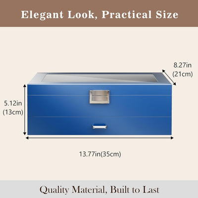 ProCase Uhrenbox aus Holz mit 6 Fächern, Uhren und Sonnenbrillen Aufbewahrung mit 2 Ebenen, Schmuckk