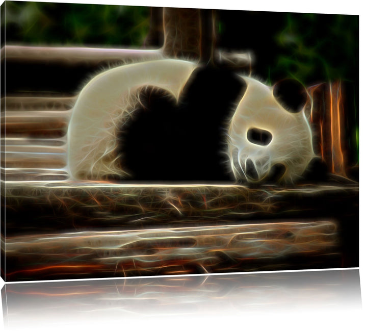 Dark süsser kleiner Pandabär NewArt Format: 100x70 cm auf Leinwand, XXL riesige Bilder fertig gerahm