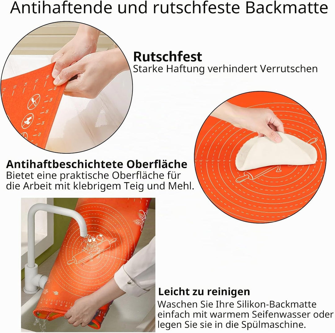 Silikon-Backmatte, Backmatte Extra Dick Gross 70x50cm Ausrollmatte Teigmatte Silikonmatte Arbeitsmat